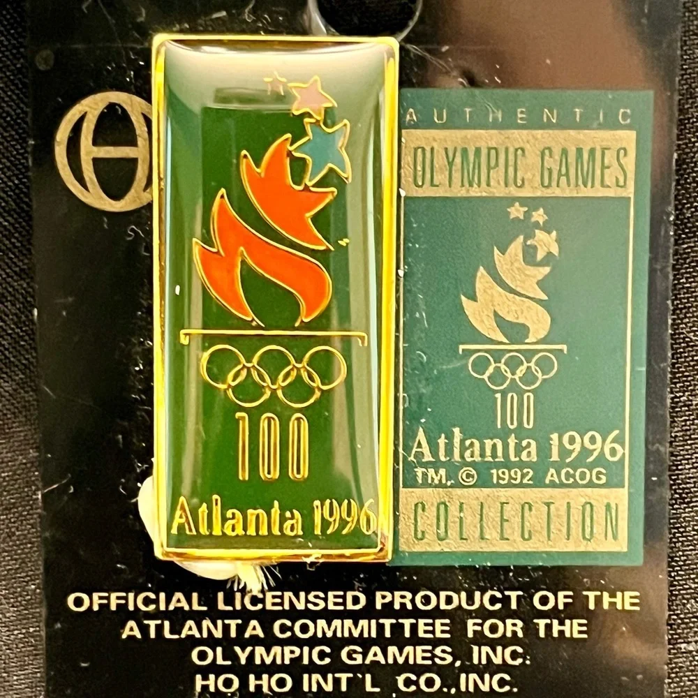 Vintage 1996 Atlanta Olympic Games Pin Official Licensed Gold Green Logo New
